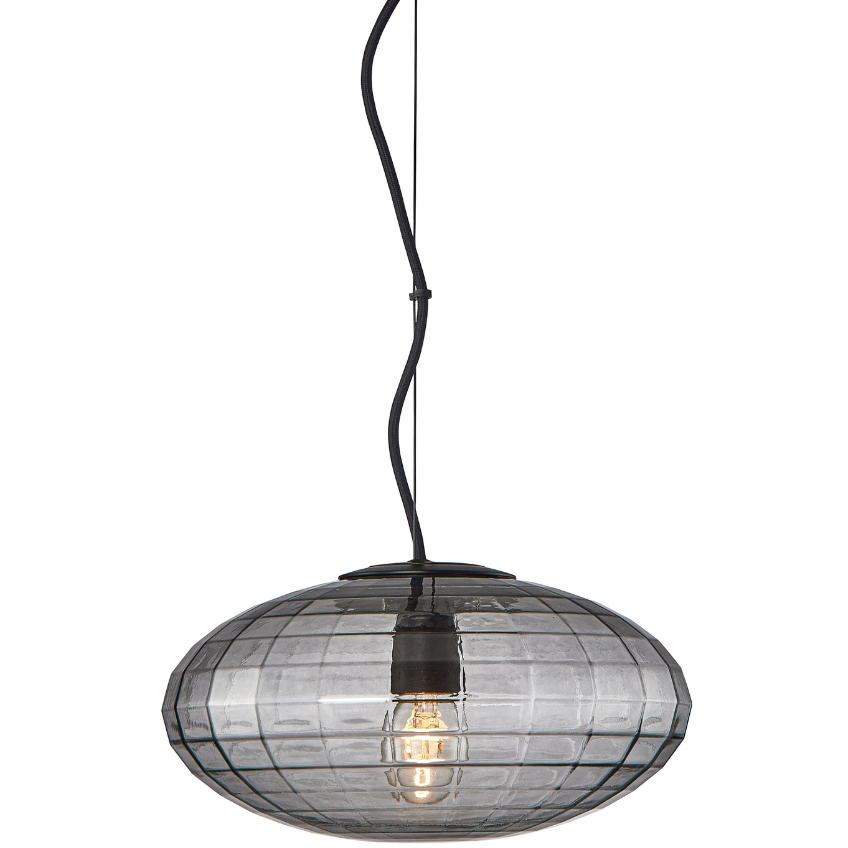 Kouřově černé skleněné závěsné světlo Halo Design Mesh 28 cm Halo Design