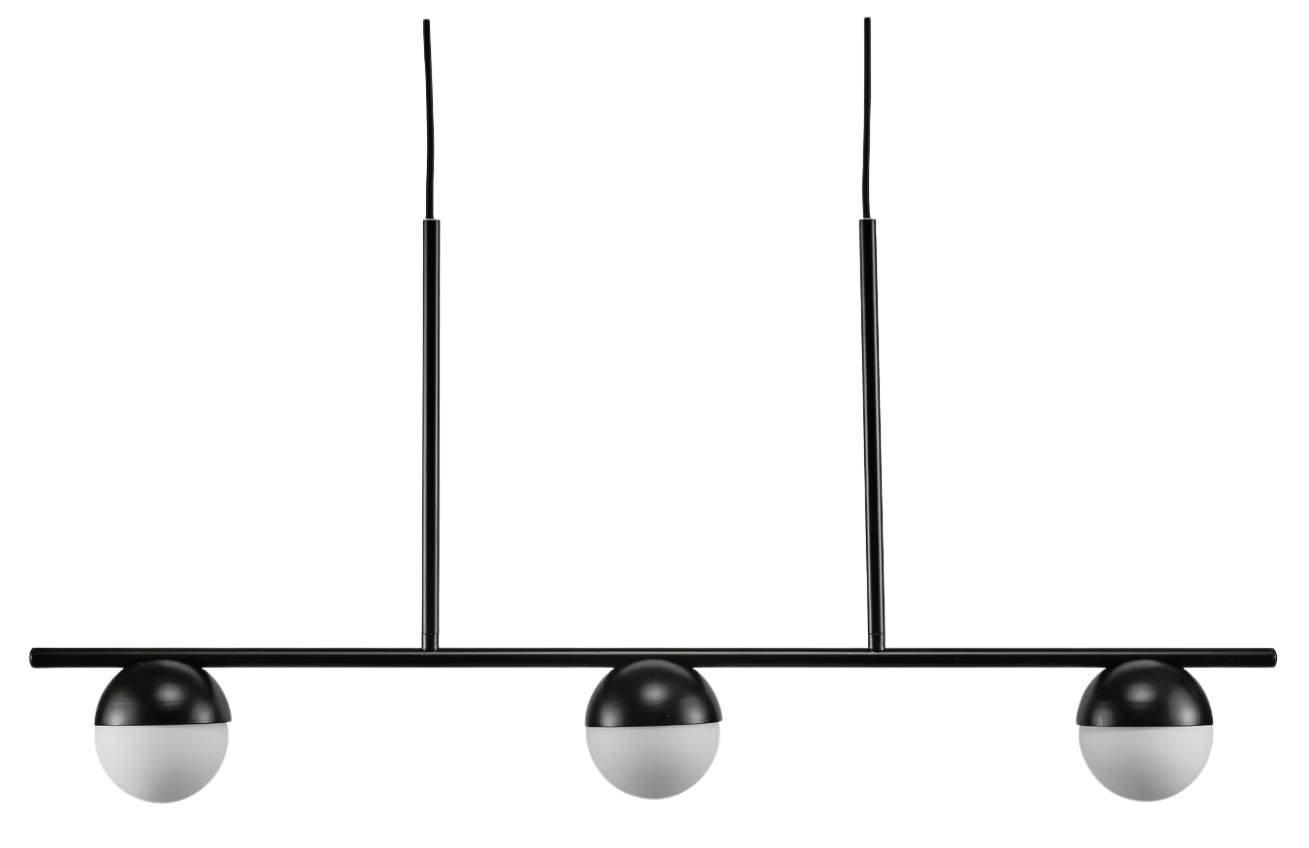 Nordlux Opálově bílé skleněné závěsné světlo Contina s černou základnou 90 cm Nordlux