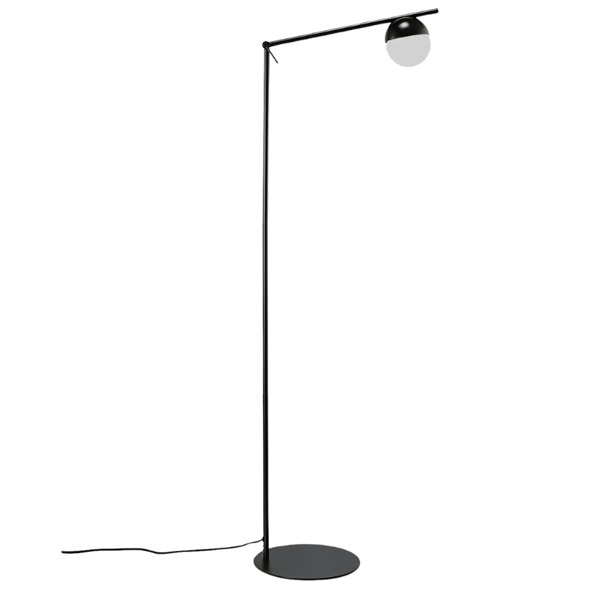 Nordlux Opálově bílá skleněná stojací lampa Contina s černou podstavou 139 cm Nordlux