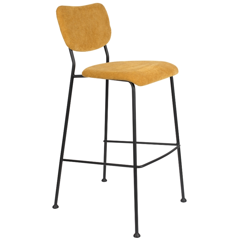 Žlutá manšestrová barová židle ZUIVER BENSON 75