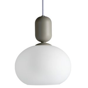 Nordlux Op&aacute;lově b&iacute;l&eacute; skleněn&eacute; z&aacute;věsn&eacute; světlo Notti 20 cm s b&eacute;žov&yacute;m zavě&scaron;en&iacute;m Nordlux