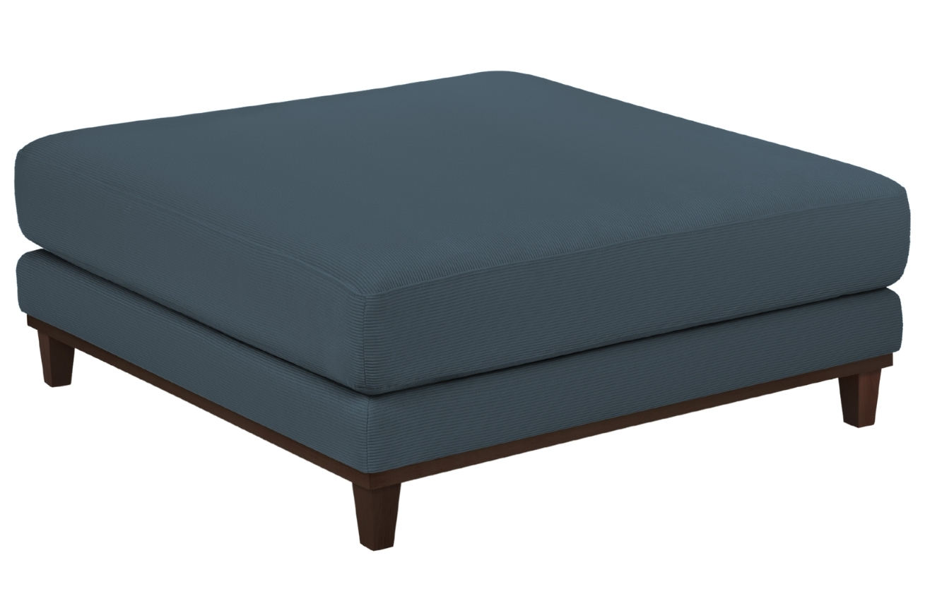 Modrá manšestrová podnožka Windsor & Co Leon 108 x 108 cm Windsor & Co