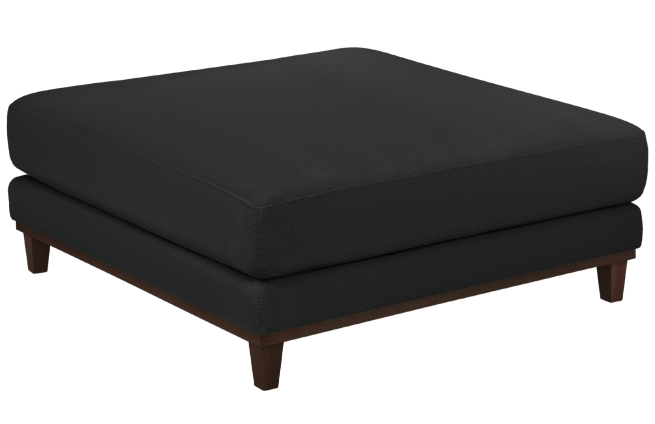 Černá manšestrová podnožka Windsor & Co Leon 108 x 108 cm Windsor & Co