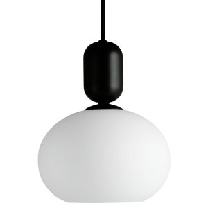 Nordlux Op&aacute;lově b&iacute;l&eacute; skleněn&eacute; z&aacute;věsn&eacute; světlo Notti 20 cm s čern&yacute;m zavě&scaron;en&iacute;m Nordlux