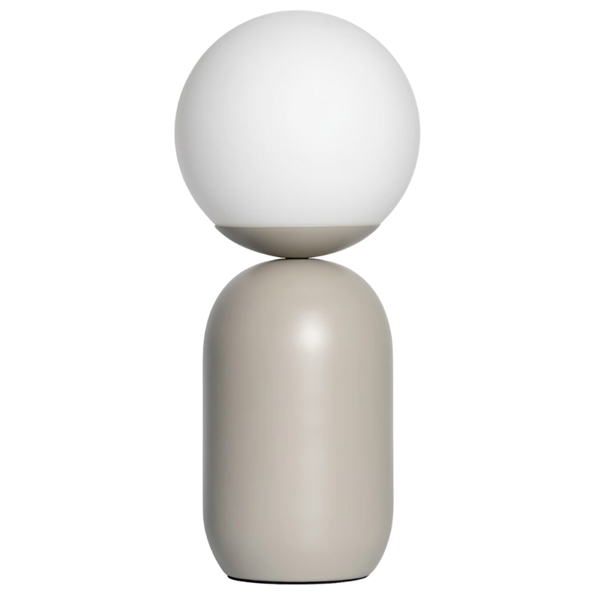 Nordlux Opálově bílá skleněná stolní lampa Notti s béžovou podstavou Nordlux