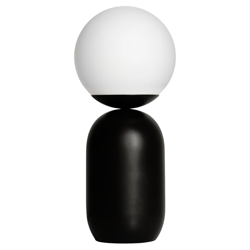 Nordlux Opálově bílá skleněná stolní lampa Notti s černou podstavou Nordlux