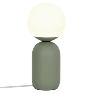 Nordlux Op&aacute;lově b&iacute;l&aacute; skleněn&aacute; stoln&iacute; lampa Notti se zelenou podstavou Nordlux