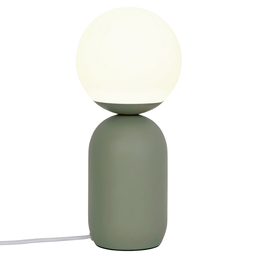 Nordlux Opálově bílá skleněná stolní lampa Notti se zelenou podstavou Nordlux