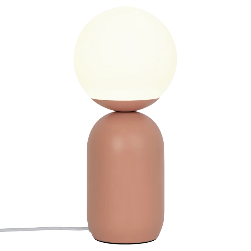 Nordlux Opálově bílá skleněná stolní lampa Notti s oranžovou podstavou Nordlux
