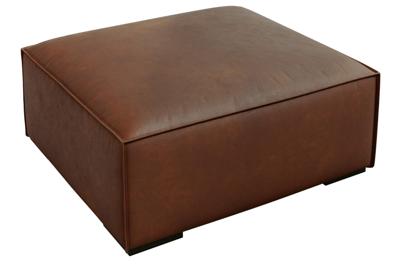 Koňakově hnědá kožená podnožka Windsor & Co Madame 100 x 100 cm Windsor & Co