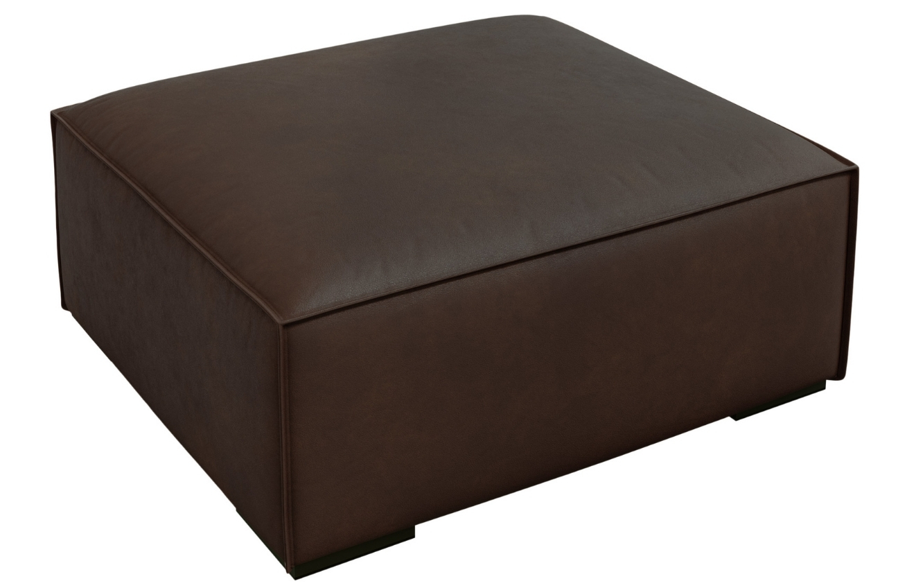 Tmavě hnědá kožená podnožka Windsor & Co Madame 100 x 100 cm Windsor & Co