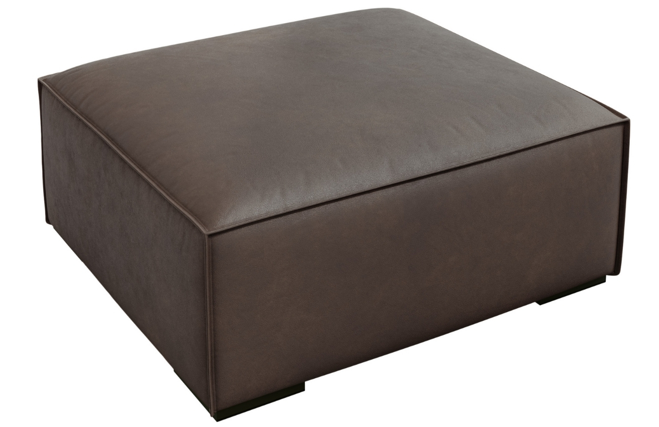 Hnědá kožená podnožka Windsor & Co Madame 100 x 100 cm Windsor & Co