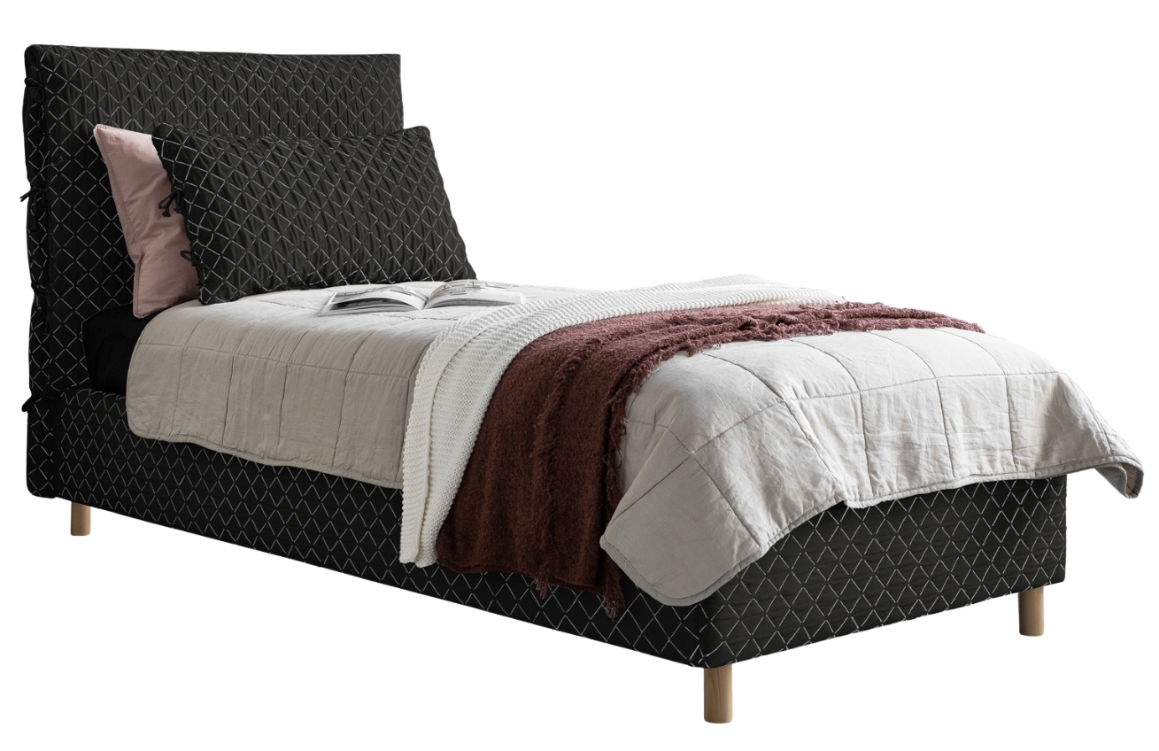 Černá čalouněná jednolůžková postel Miuform Sleepy Luna 90 x 200 cm Miuform