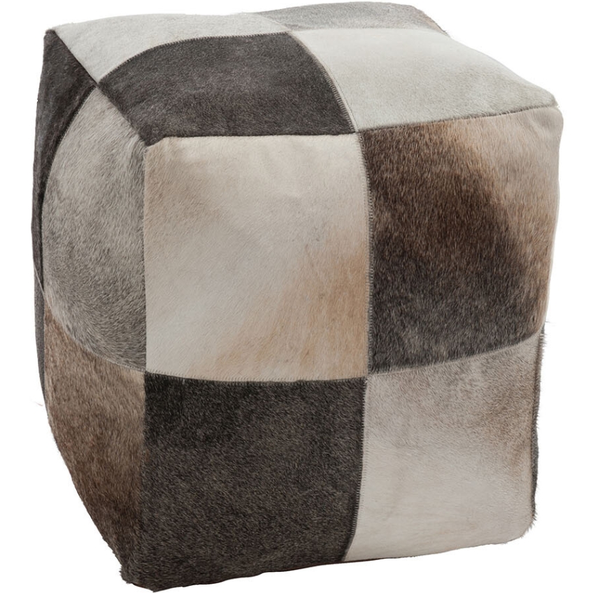 Hnědý kožený puf J-Line Aldea 44 x 44 cm J-line