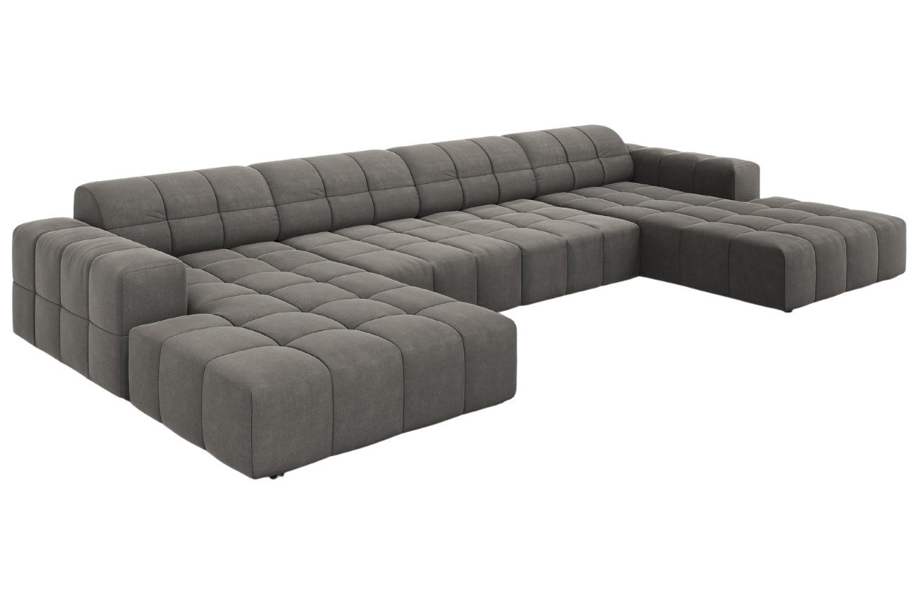 Šedá sametová rohová pohovka do "U" Cosmopolitan Design Chicago 364 cm Cosmopolitan Design