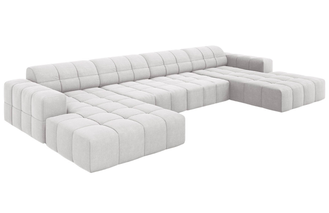 Světle šedá sametová rohová pohovka do "U" Cosmopolitan Design Chicago 364 cm Cosmopolitan Design