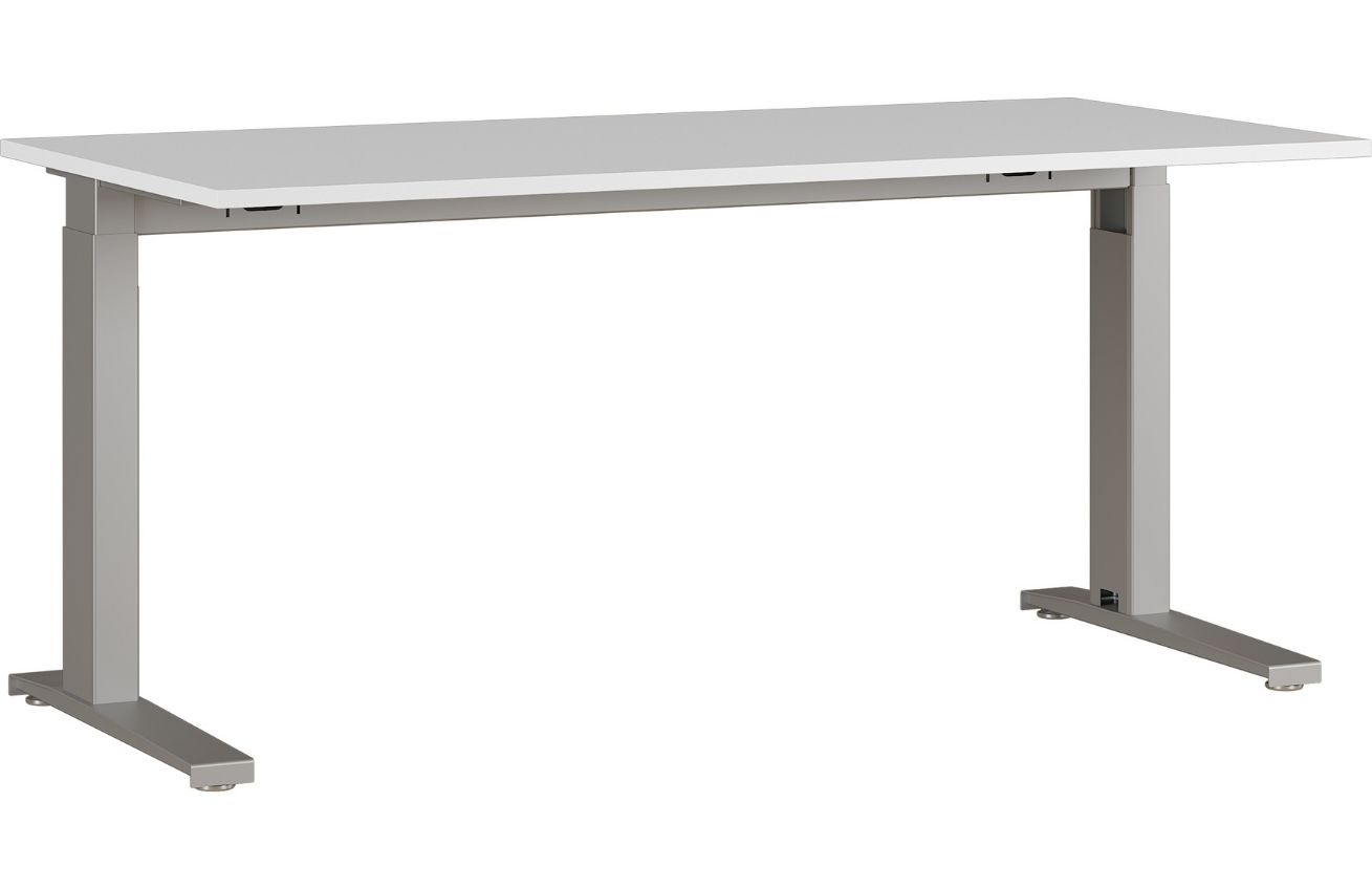 Šedý kancelářský stůl GEMA Leanor 160 x 80 cm se stříbrnou podnoží GEMA