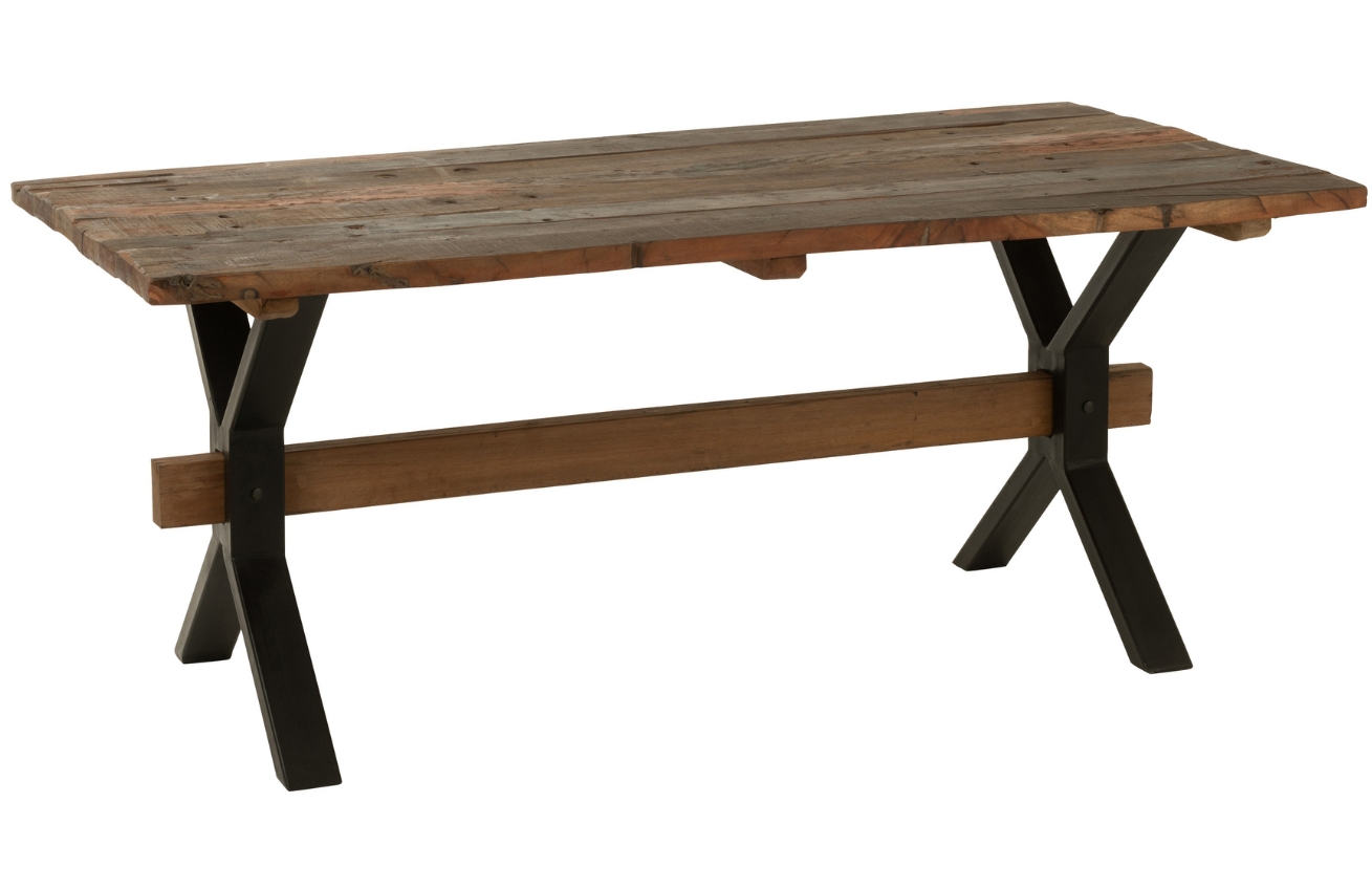 Hnědý dřevěný jídelní stůl J-line Talia 180 x 90 cm J-line