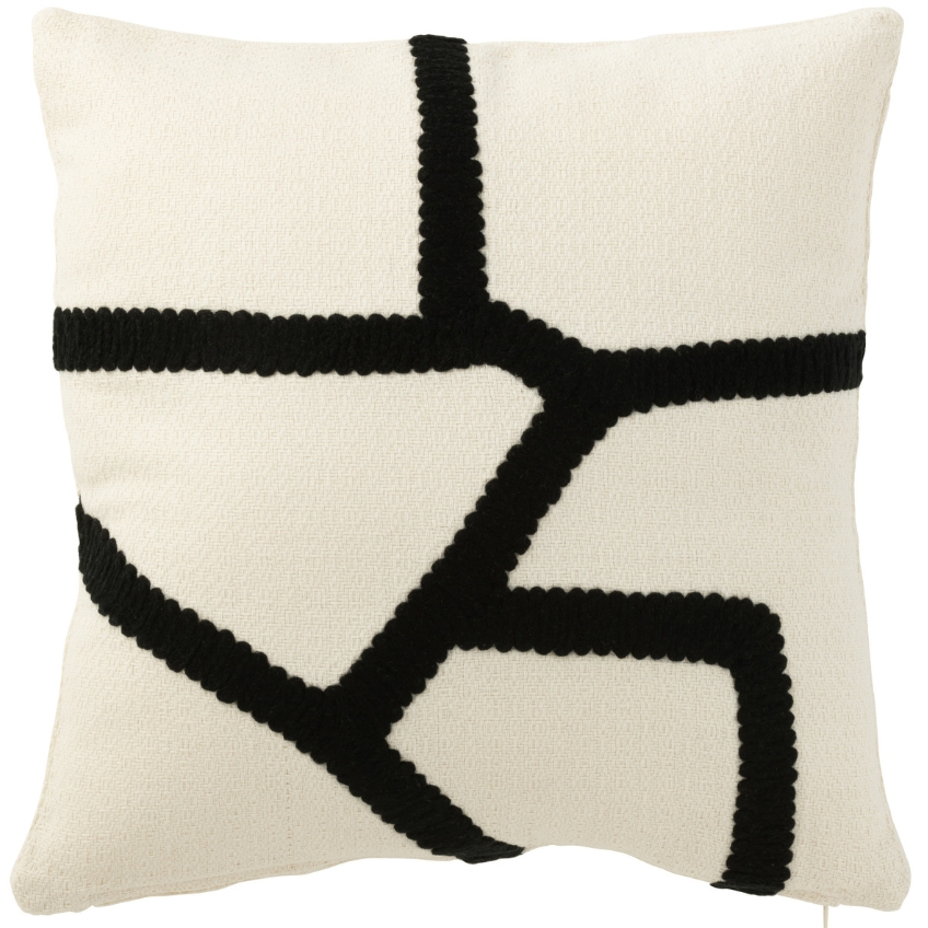 Bílo černý látkový polštář J-line Alona 43 x 43 cm J-line