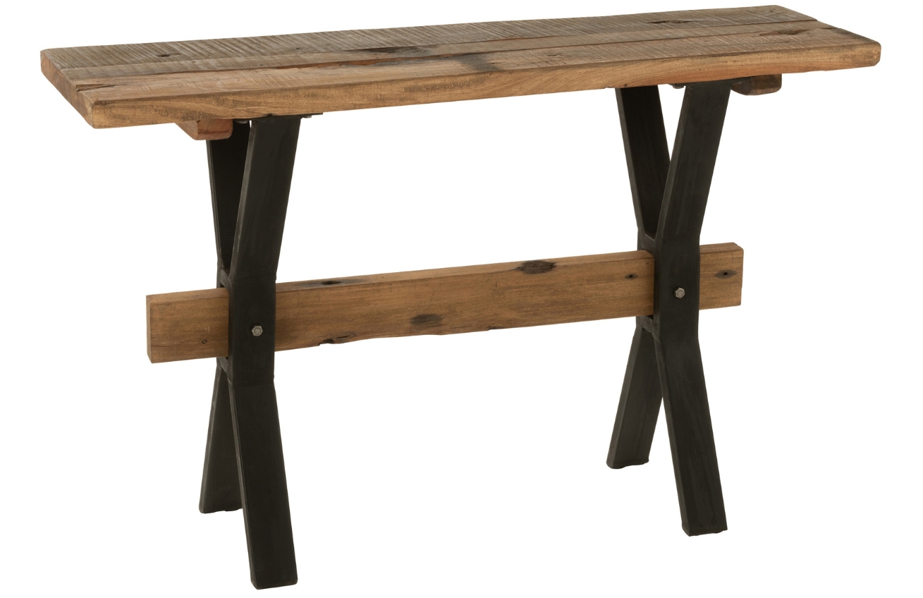 Hnědý dřevěný toaletní stolek J-line Talia 120 x 35 cm J-line