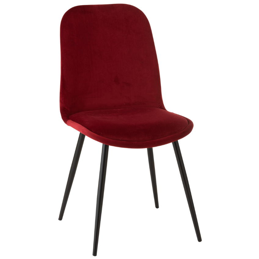 Vínově červená sametová jídelní židle J-line Loko J-line