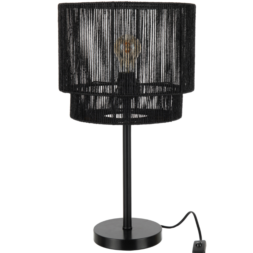 Černá látková stolní lampa J-line Tale J-line