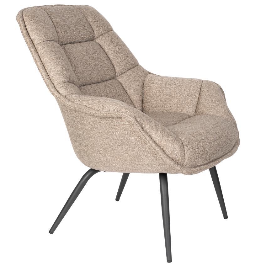 White Label Tmavě béžové čalouněné lounge křeslo WLL COMFORTABLE THOMAS White Label