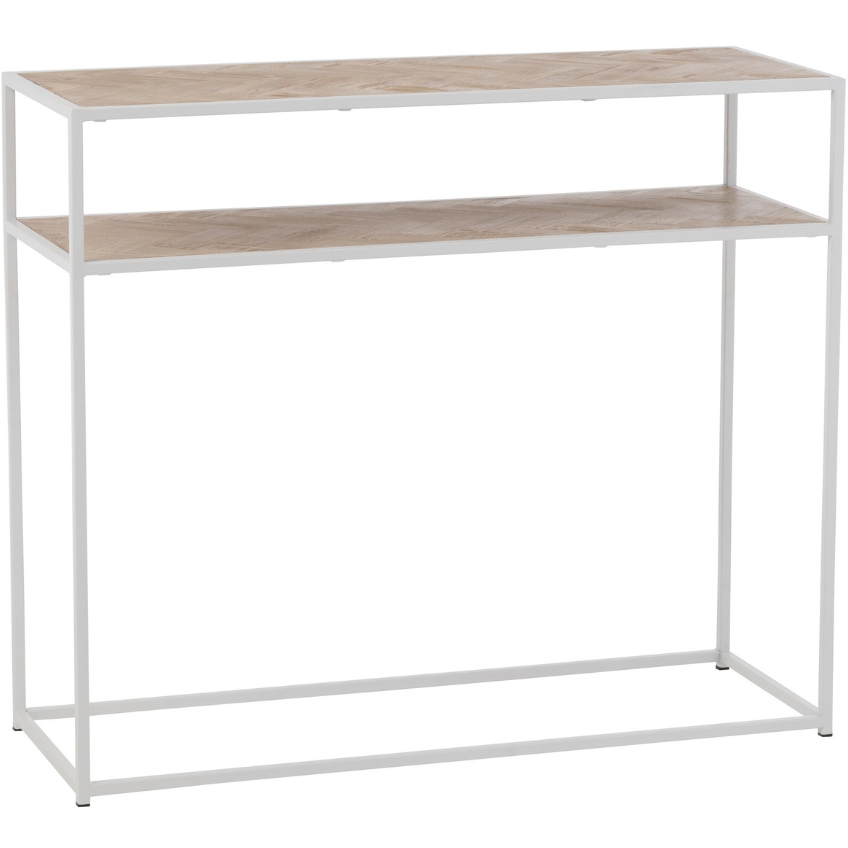 Dřevěný toaletní stolek J-line Zigtem 100 x 35 cm s bílou konstrukcí J-line