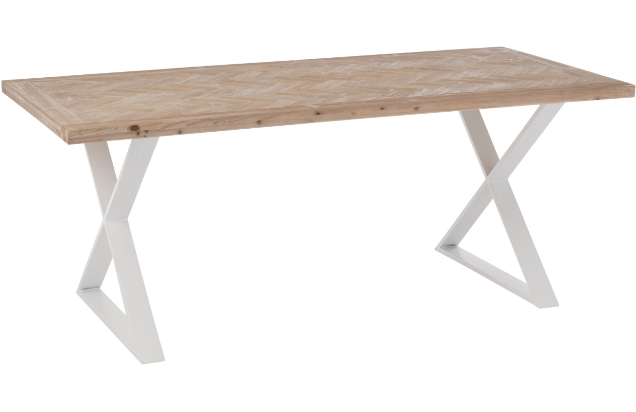 Dřevěný jídelní stůl J-line Zigtem 200 x 95 cm s bílou podnoží J-line