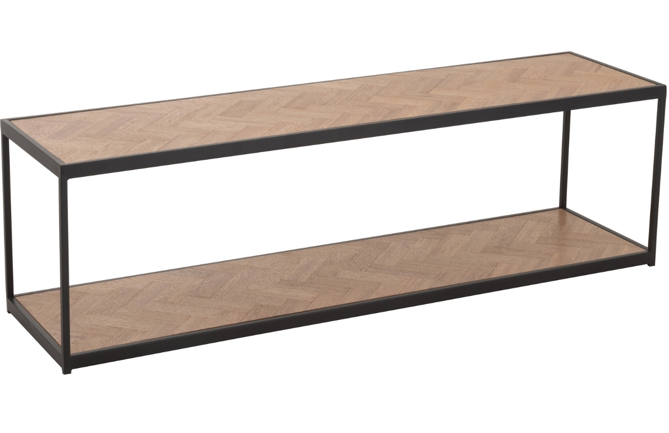 Dřevěný konferenční stolek J-line Zigtem 150 x 40 cm s černou konstrukcí J-line