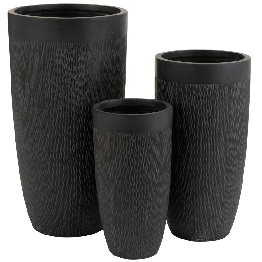 Set tří černých keramických váz J-line Geramio 72/58/46 cm J-line