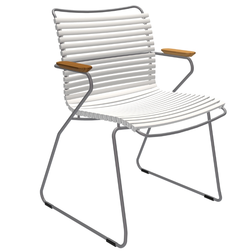 Bílá plastová zahradní židle HOUE Click s područkami Houe