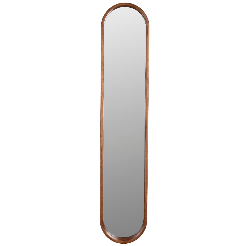White Label Hnědé dřevěné závěsné zrcadlo WLL NYKO 120 x 24 cm White Label