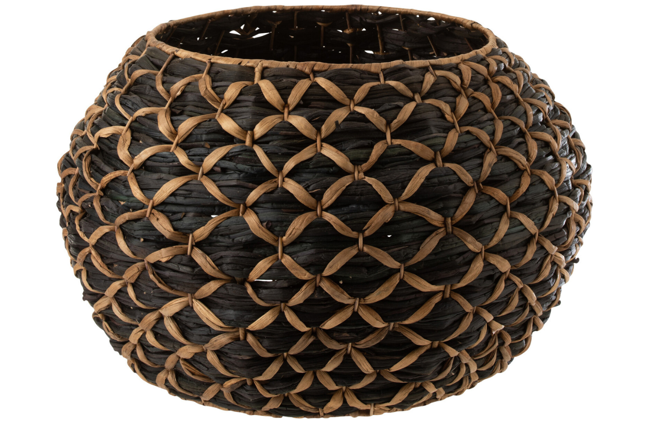 Černý úložný koš z přírodních vláken J-line Roller 62 cm J-line