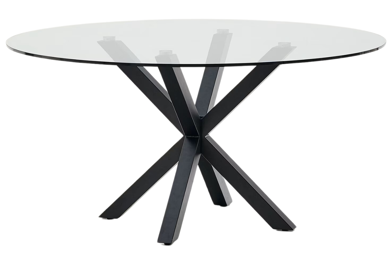 Skleněný jídelní stůl Kave Home Argo 150 cm s černou kovovou podnoží Kave Home