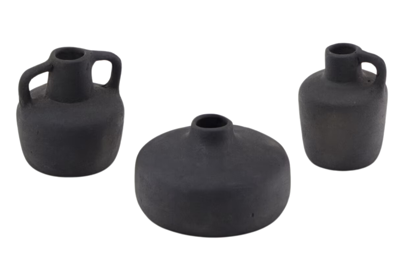 Set tří černých váz Kave Home Sofra 6/8/8 cm Kave Home