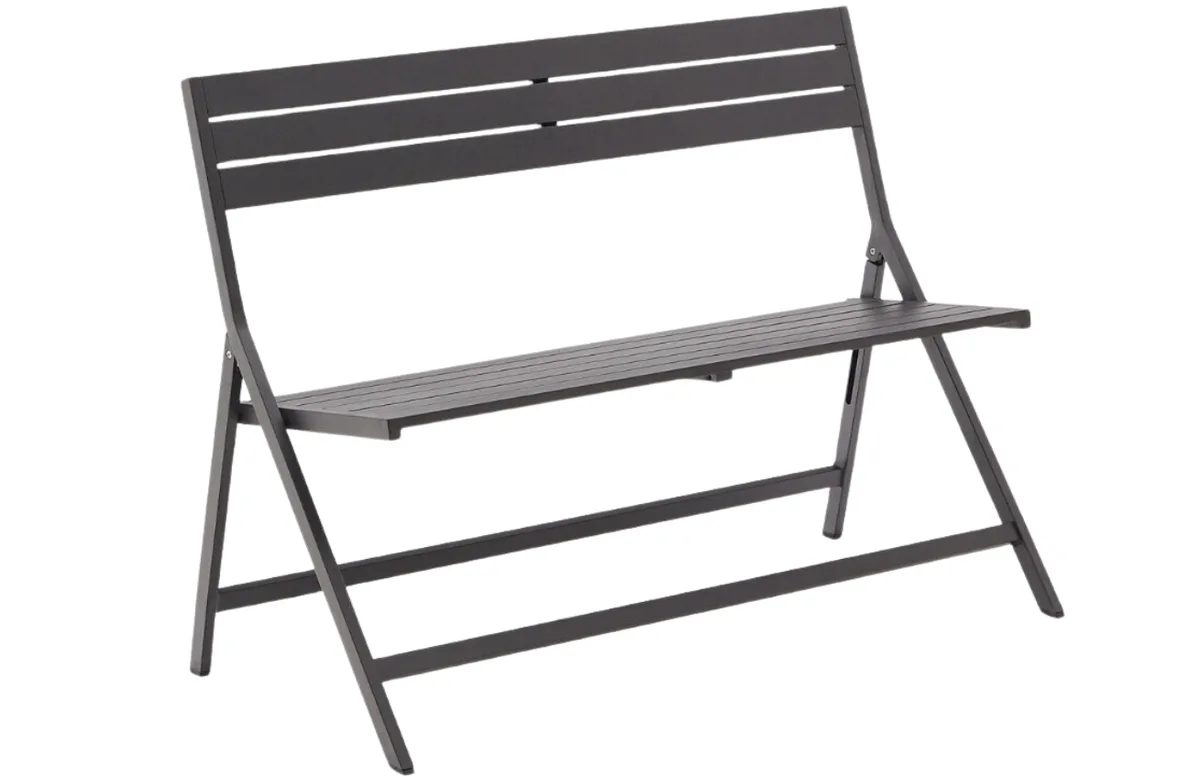 Kave Home Černá hliníková zahradní skládací lavice Torreta 120 cm