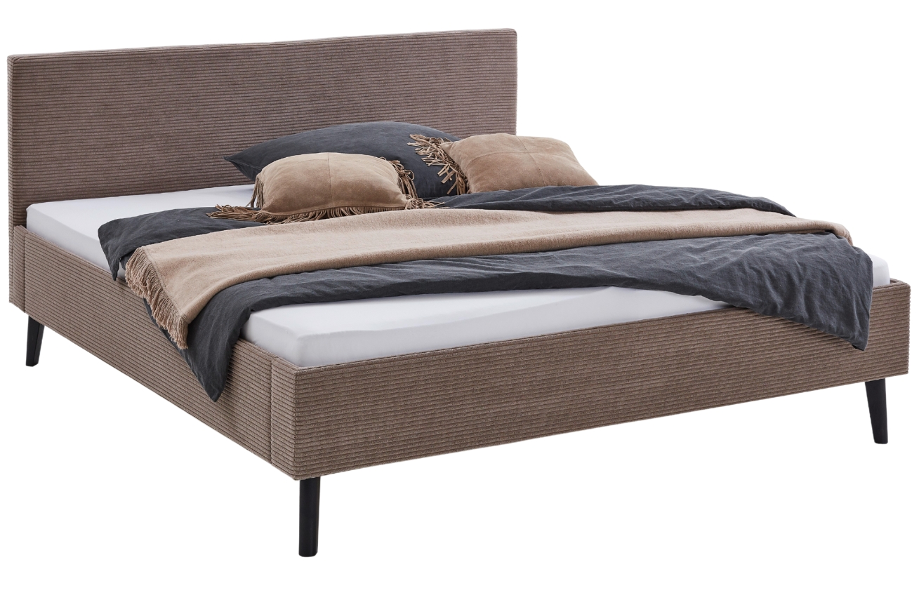 Hnědá manšestrová dvoulůžková postel Meise Möbel Avola 180 x 200 cm Meise Möbel