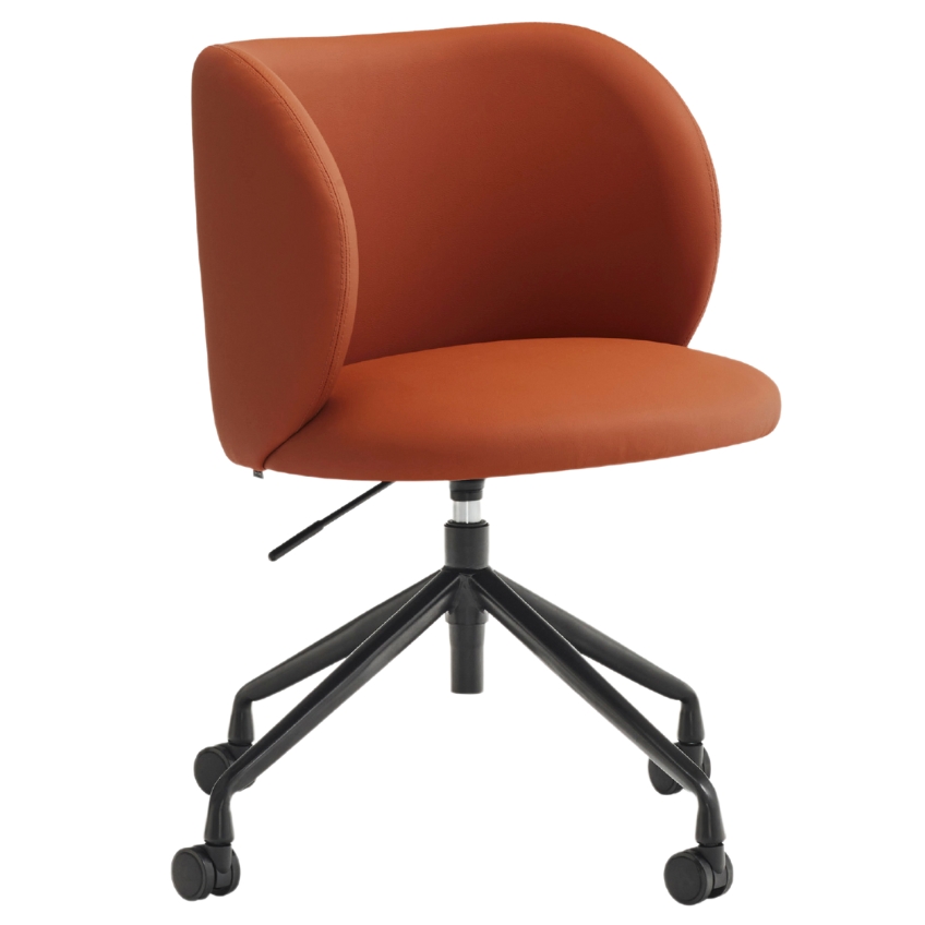 Cihlově červená koženková kancelářská židle Teulat Mogi Teulat