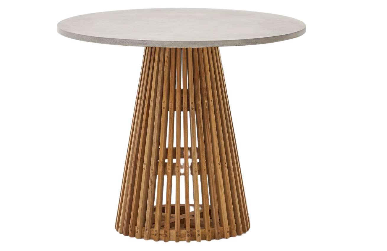 Teakový zahradní stůl s šedou deskou Kave Home Alcaufar 90 cm Kave Home