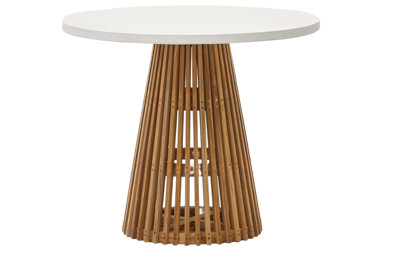 Teakový zahradní stůl s bílou deskou Kave Home Alcaufar 90 cm Kave Home