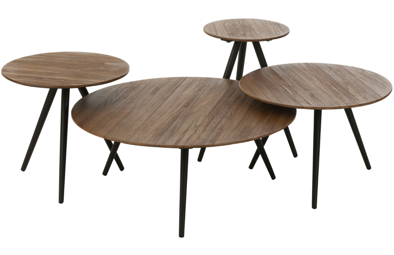 Set čtyř hnědých dřevěných odkládacích stolků J-line Tooky 70/50/40/30 cm J-line