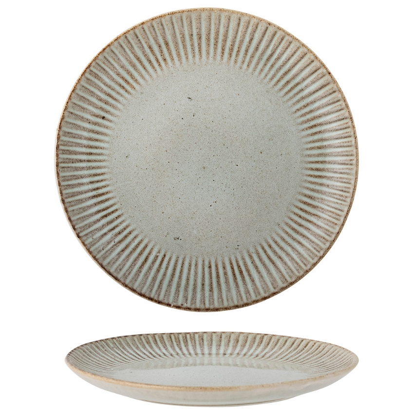 Modro-zelený kameninový talíř Bloomingville Fleur 21 cm Bloomingville