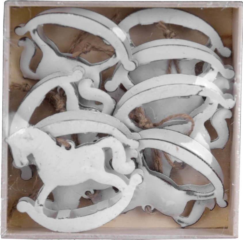 Sada 8 bílých závěsných dekorací s koněm Ego Dekor Ego Dekor