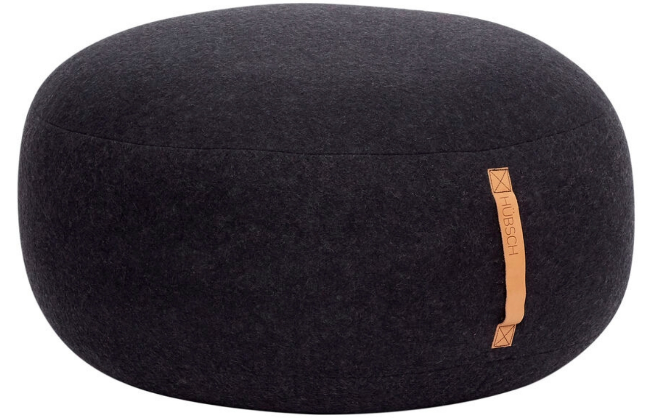 Černý vlněný puf Hübsch Mochi 70 cm Hübsch