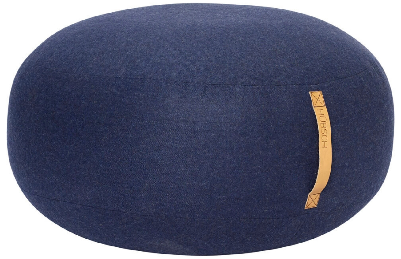 Tmavě modrý vlněný puf Hübsch Mochi 70 cm Hübsch