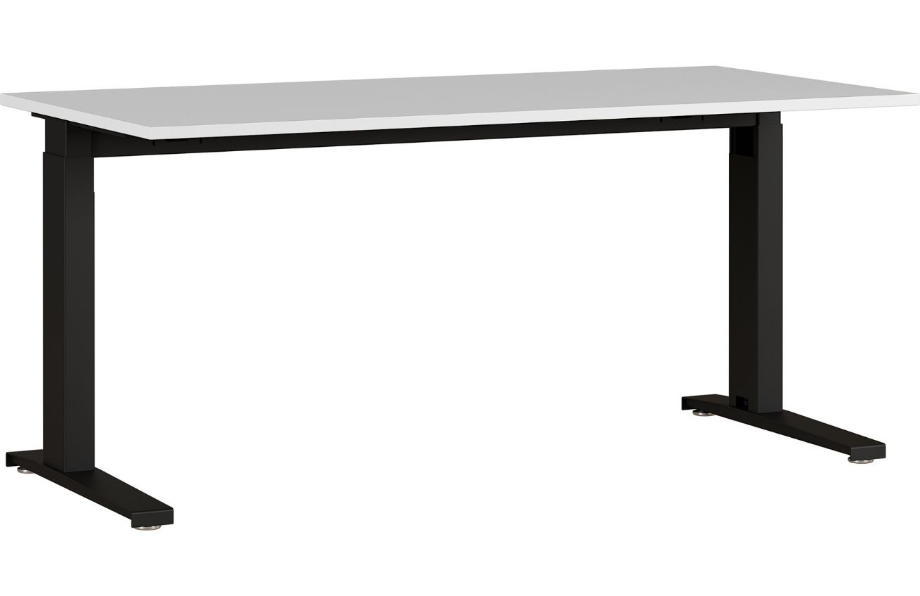 Šedý kancelářský stůl GEMA Leanor 160 x 80 cm s černou podnoží GEMA