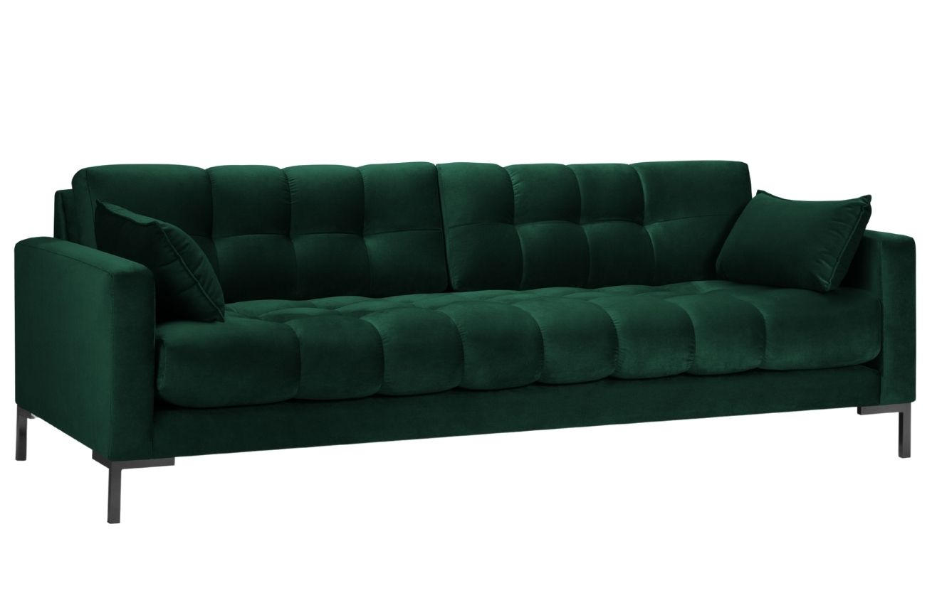 Tmavě zelená sametová čtyřmístná pohovka MICADONI MAMAIA 217 cm Micadoni