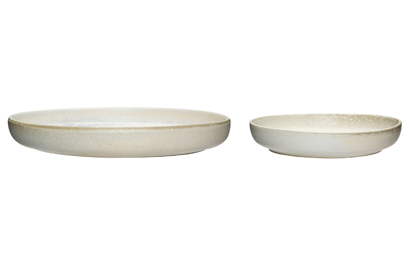 Sada dvou bílých keramických talířů Hübsch Clay Hübsch