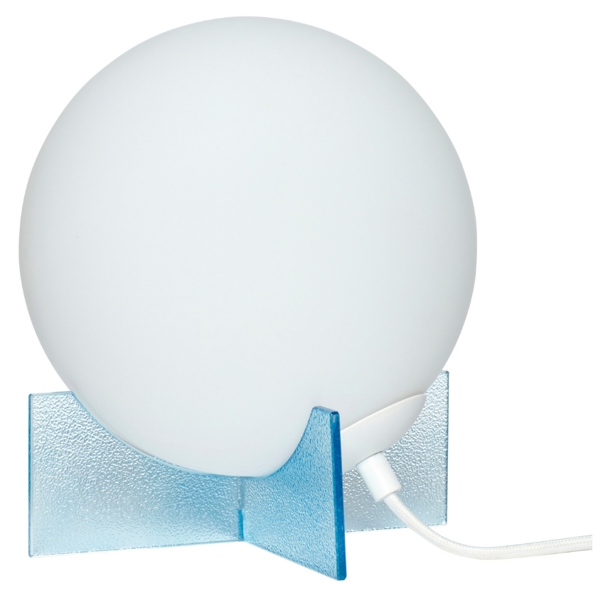 Bílo modrá skleněná stolní lampa Hübsch Moon 20 cm Hübsch